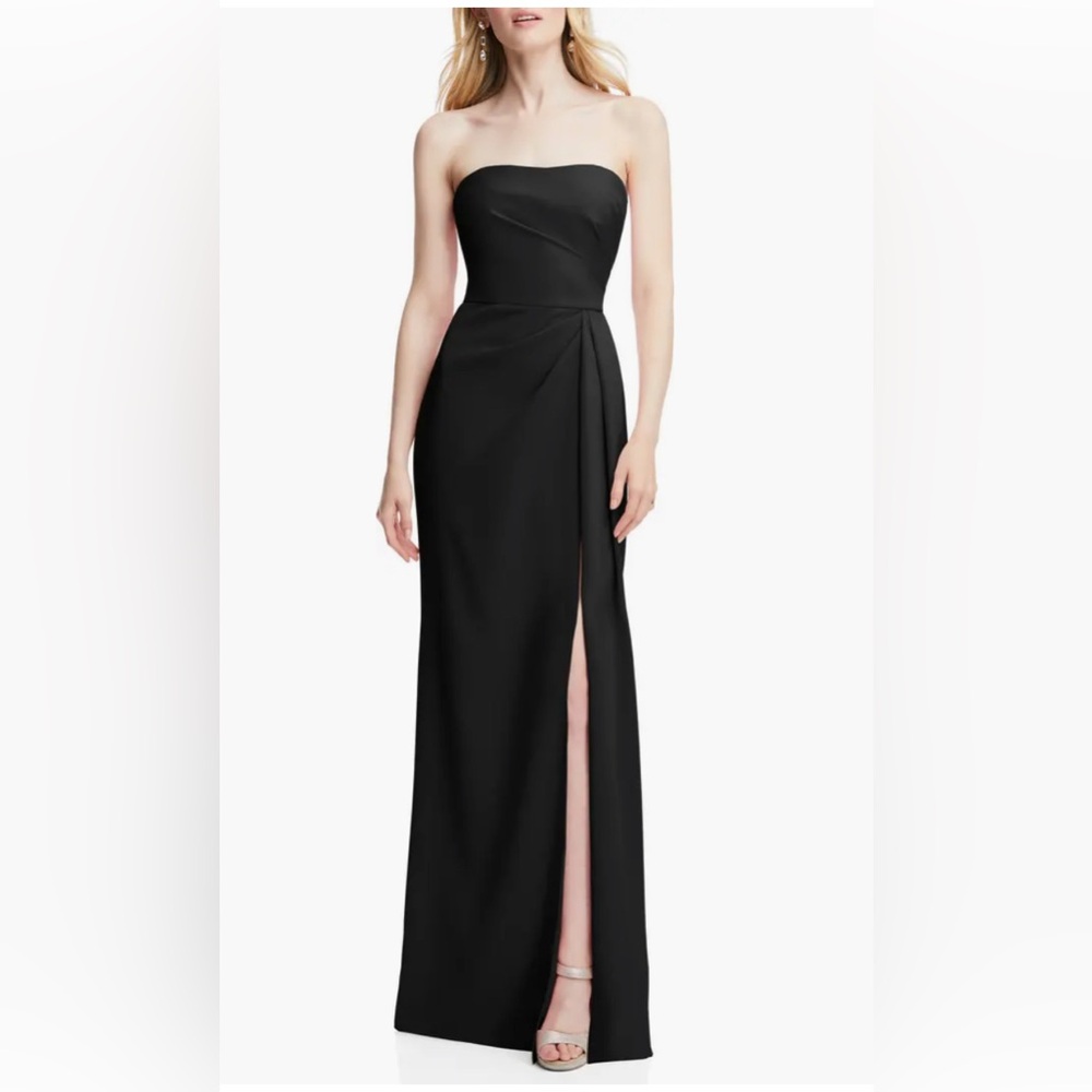 New After Six Strapless Crepe Trumpet Gown Black Maxi Dress Size 16
